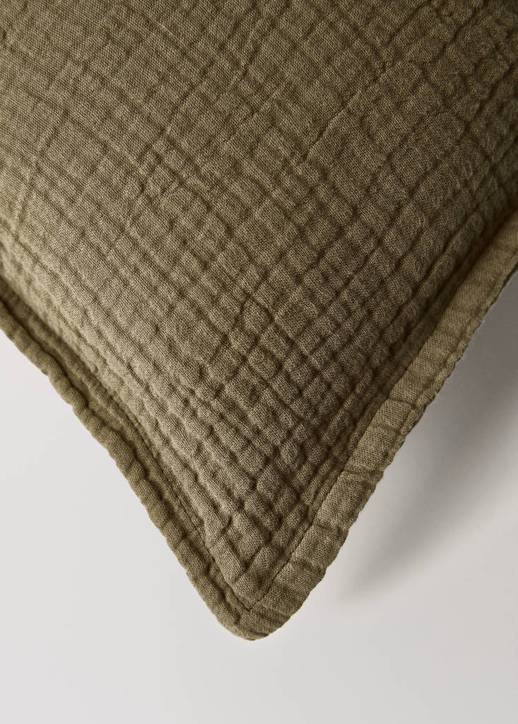 Gauze children's cushion cover 30x40 cm — Olive Green