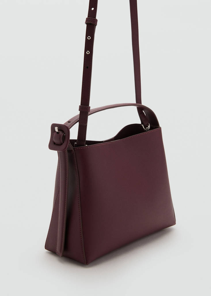 Mini shopper bag with buckle — Burgundy