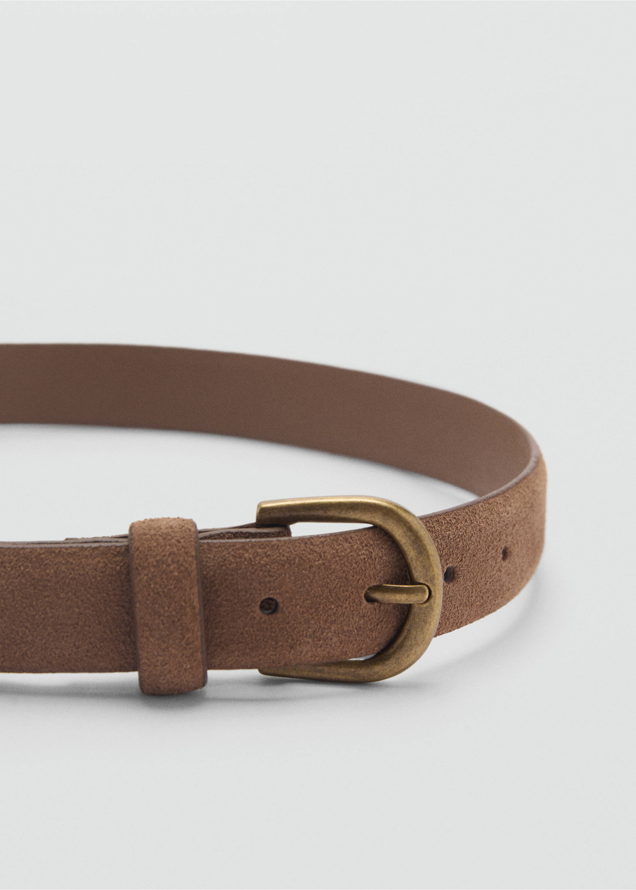 Suede leather belt - Details of the article 1, Brown. Ref: 17042032-00.