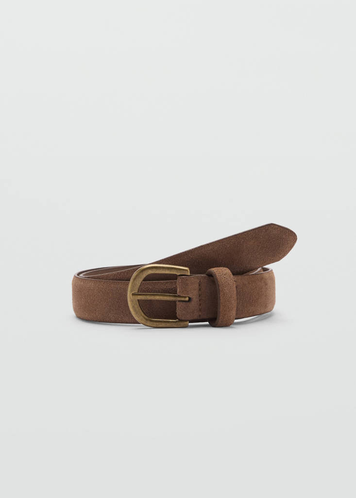 MANGO KIDS - Ceinture cuir suède marron - S - Garçon