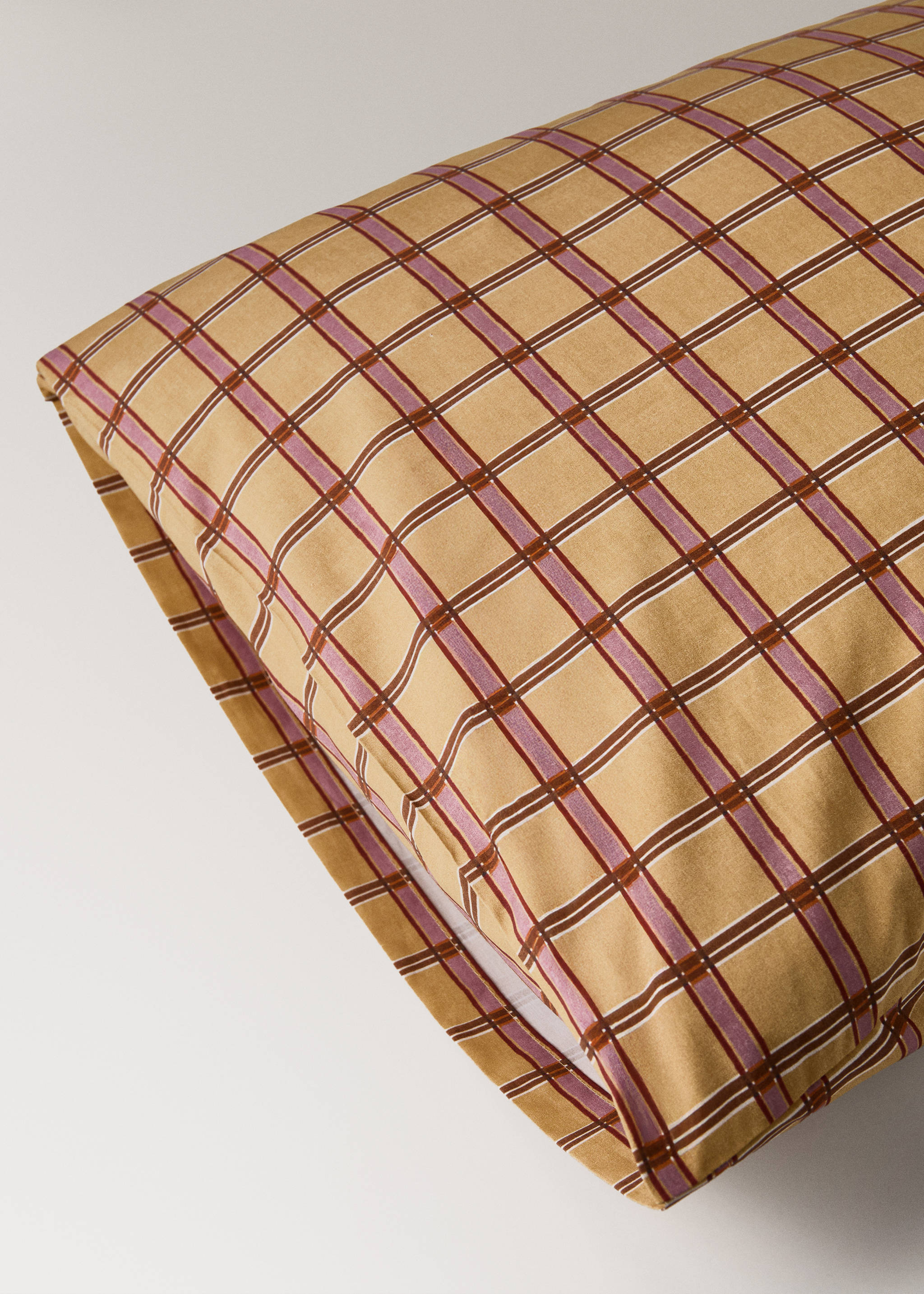 Percale cotton pillowcase with checked print 50x75 cm - Details of the article 1