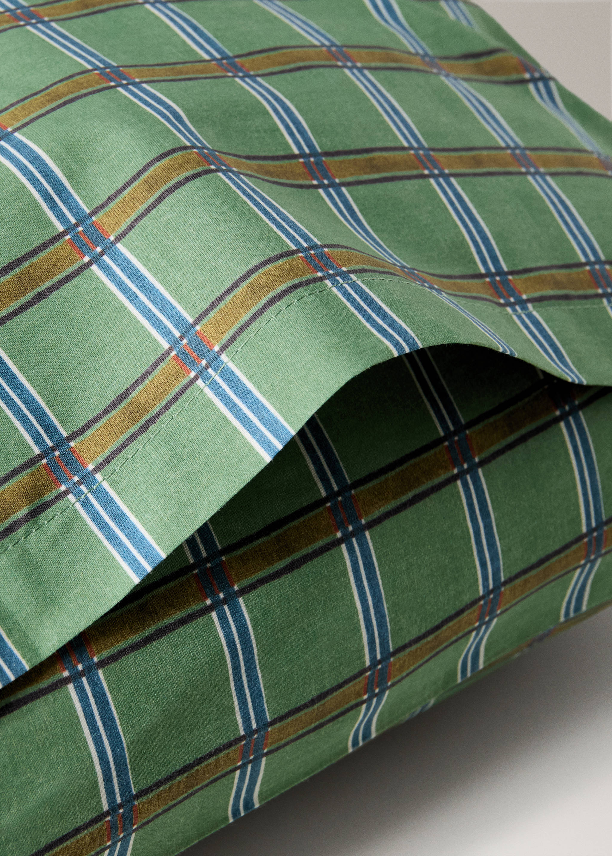 Percale cotton pillowcase with checked print 50x75 cm - Details of the article 1