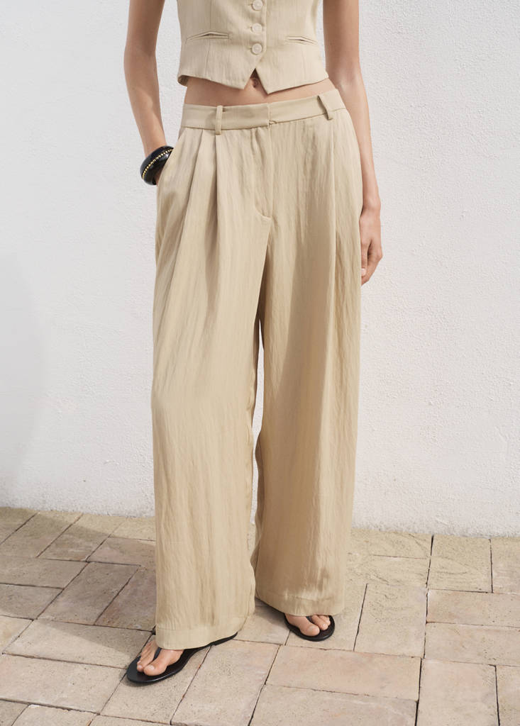 Straight mid-rise suit trousers — Beige