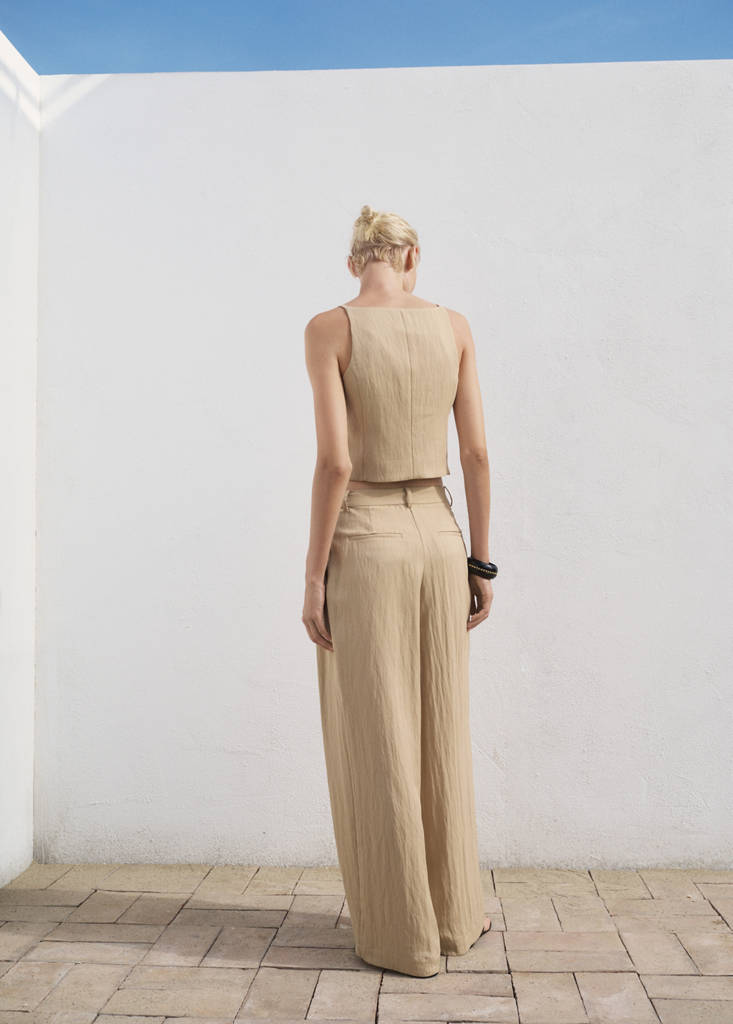 Straight mid-rise suit trousers — Beige