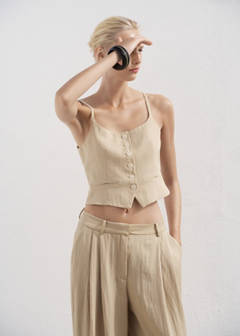 Straight mid-rise suit trousers — Beige 4