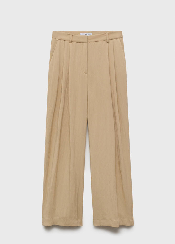 Straight mid-rise suit trousers — Beige