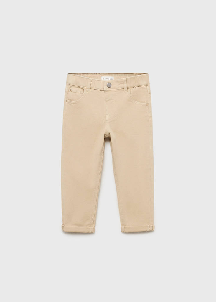Turned-up straight jeans — Sand