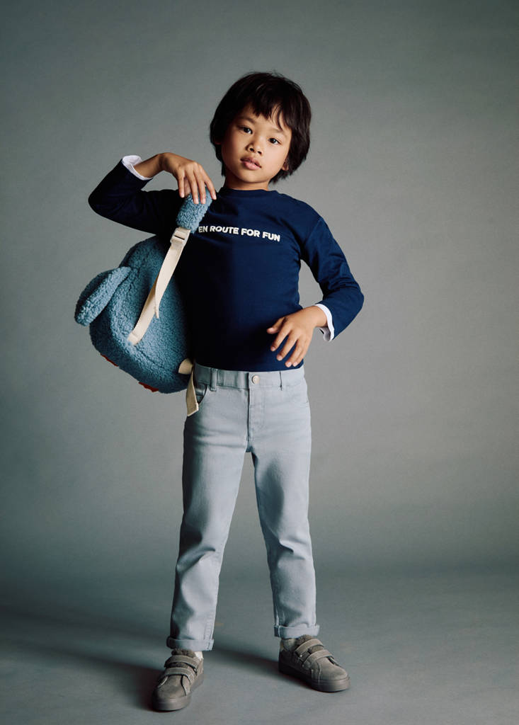 Turned-up straight jeans — Blue