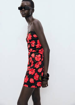 Strapless floral dress — Black 4