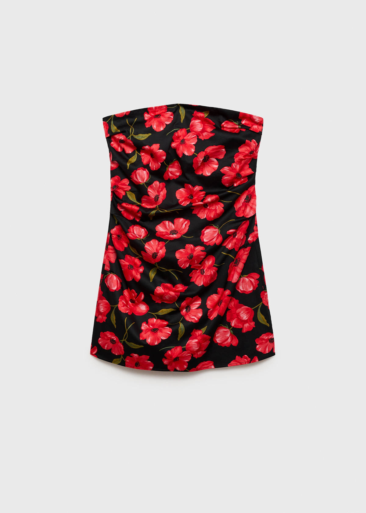 Strapless floral dress — Black