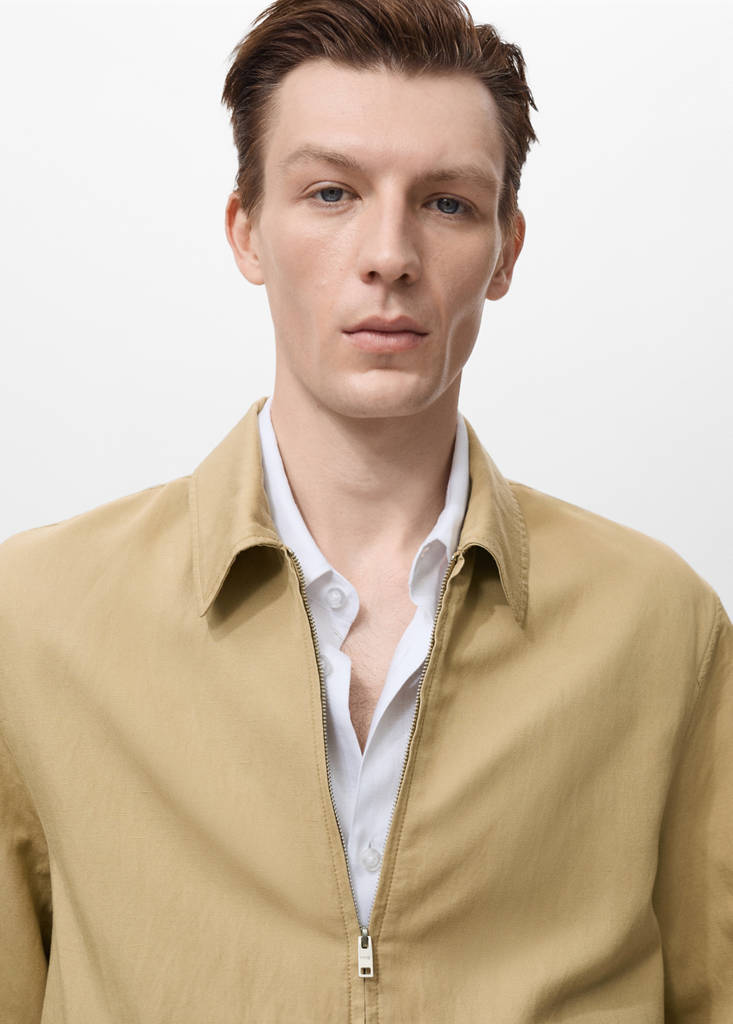Leinenjacke mit Reißverschluss — Beige