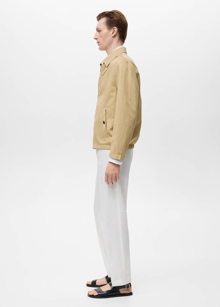 Leinenjacke mit Reißverschluss — Beige