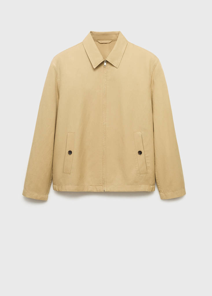 Leinenjacke mit Reißverschluss — Beige