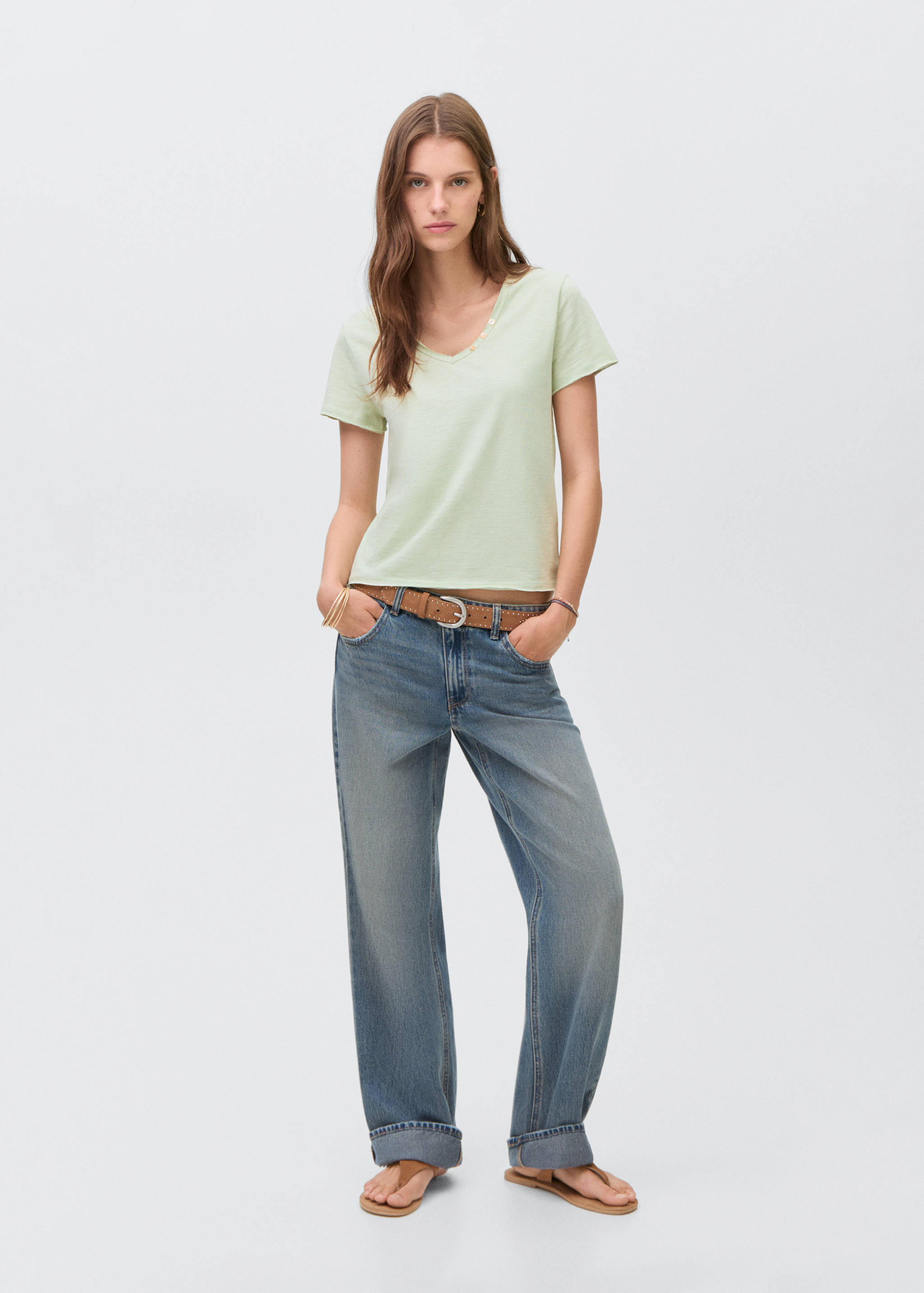 T-shirt with mother-of-pearl button detail - General plane