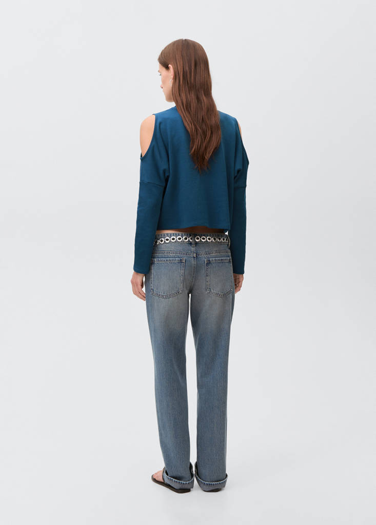Printed sweatshirt with cut-out — Petrol Blue
