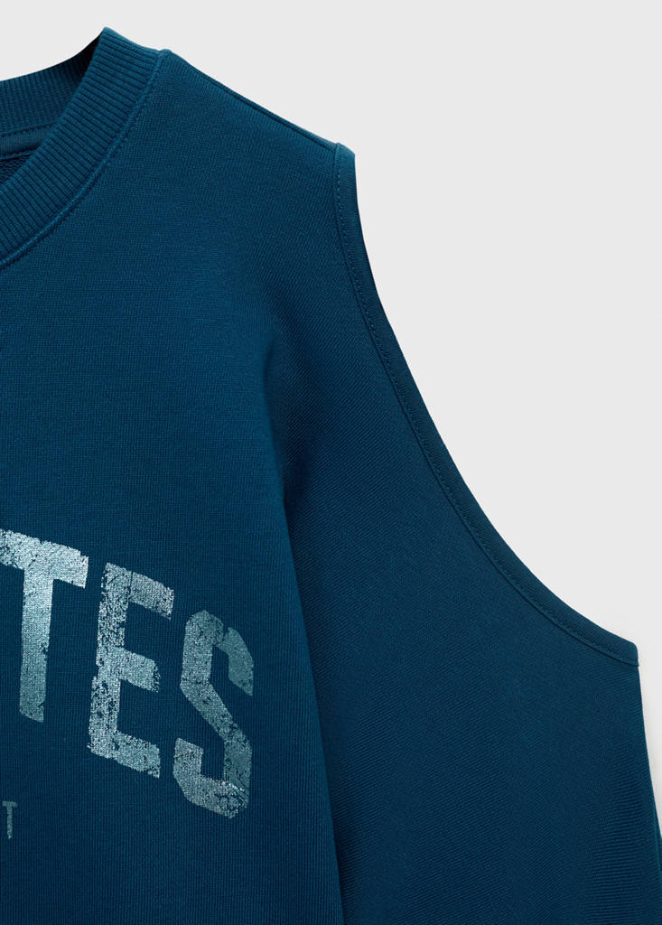 Printed sweatshirt with cut-out — Petrol Blue