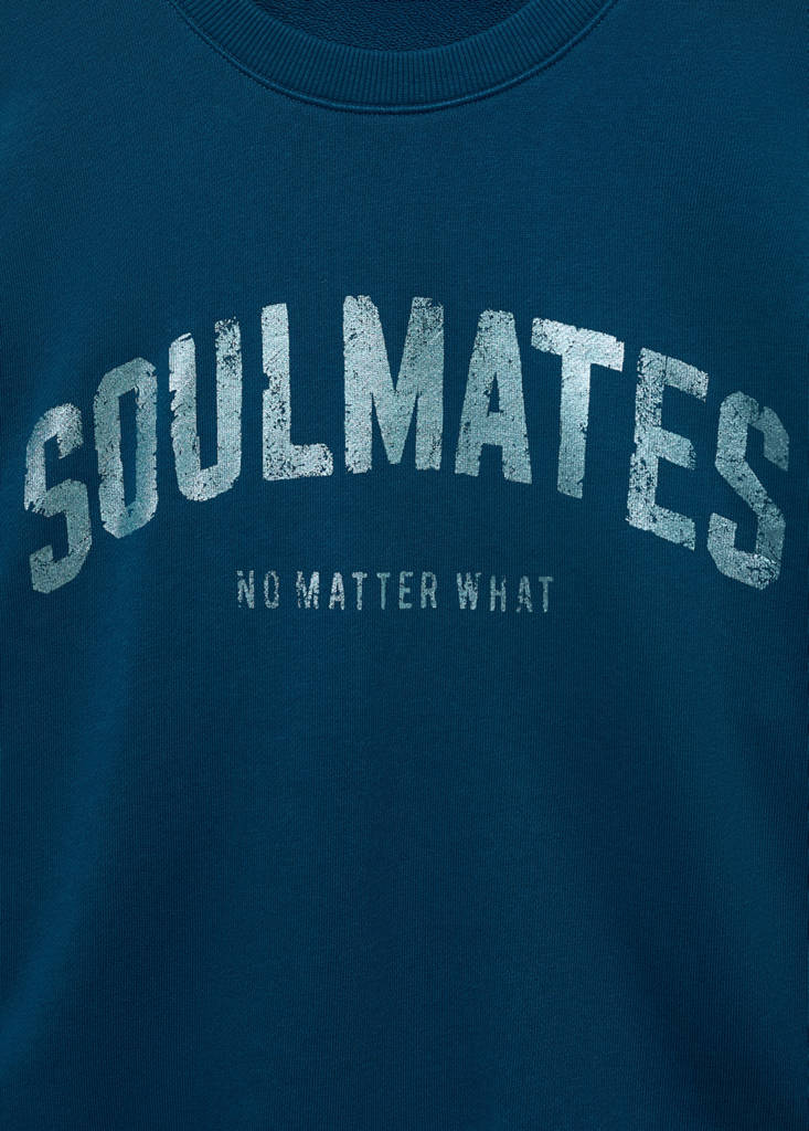 Printed sweatshirt with cut-out — Petrol Blue