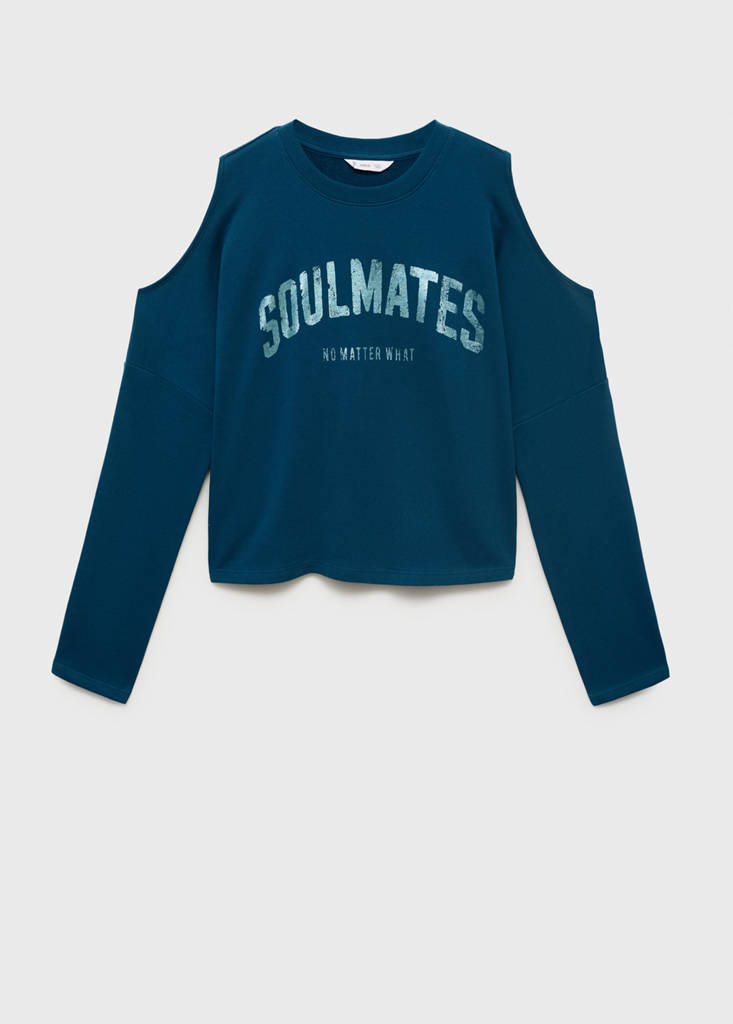 Printed sweatshirt with cut-out — Petrol Blue