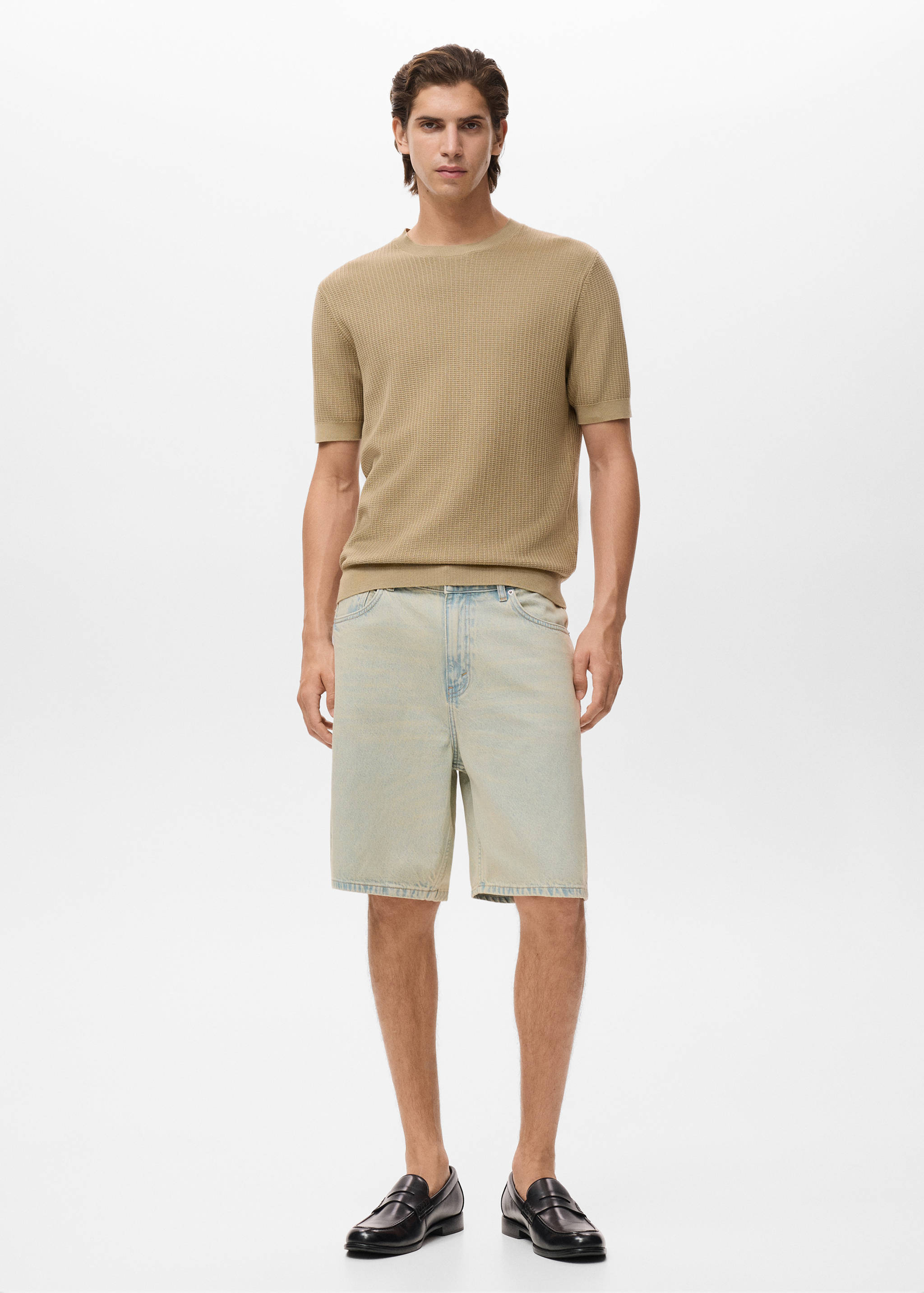 Denim relaxed-fit bermuda shorts - General plane