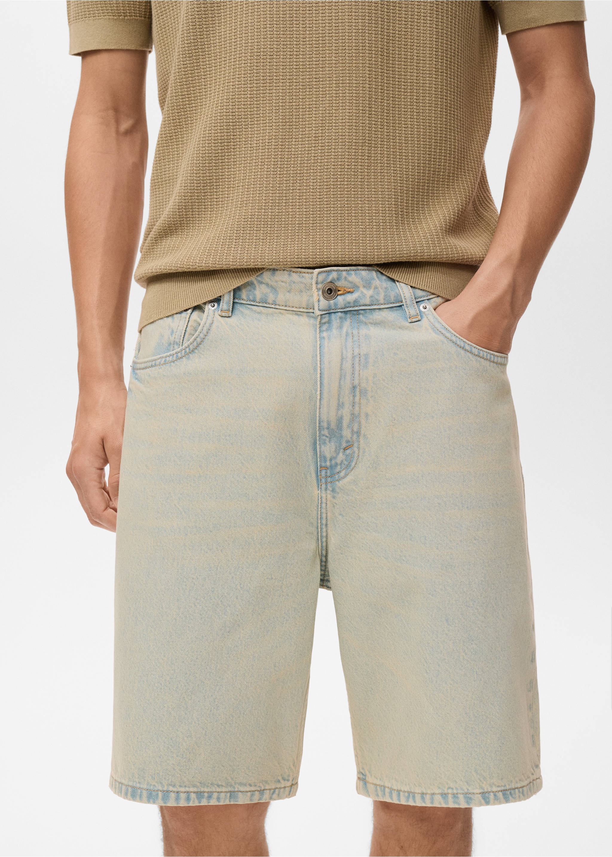 Denim relaxed-fit bermuda shorts - Details of the article 1, Light Vintage Blue. Ref: 17042900-00.