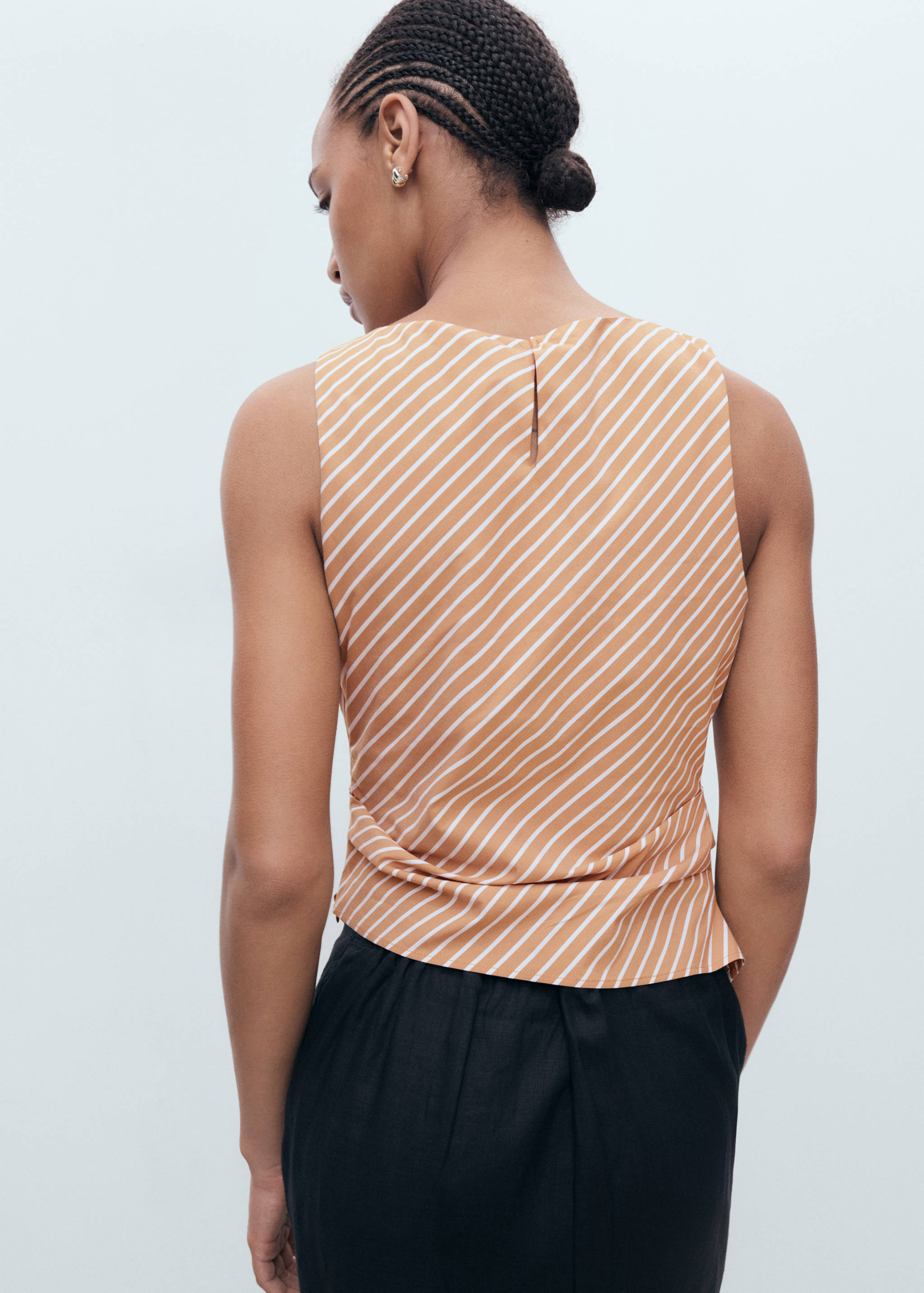 Asymmetrisches Baumwoll-Top mit Streifen - Rückseite des Artikels