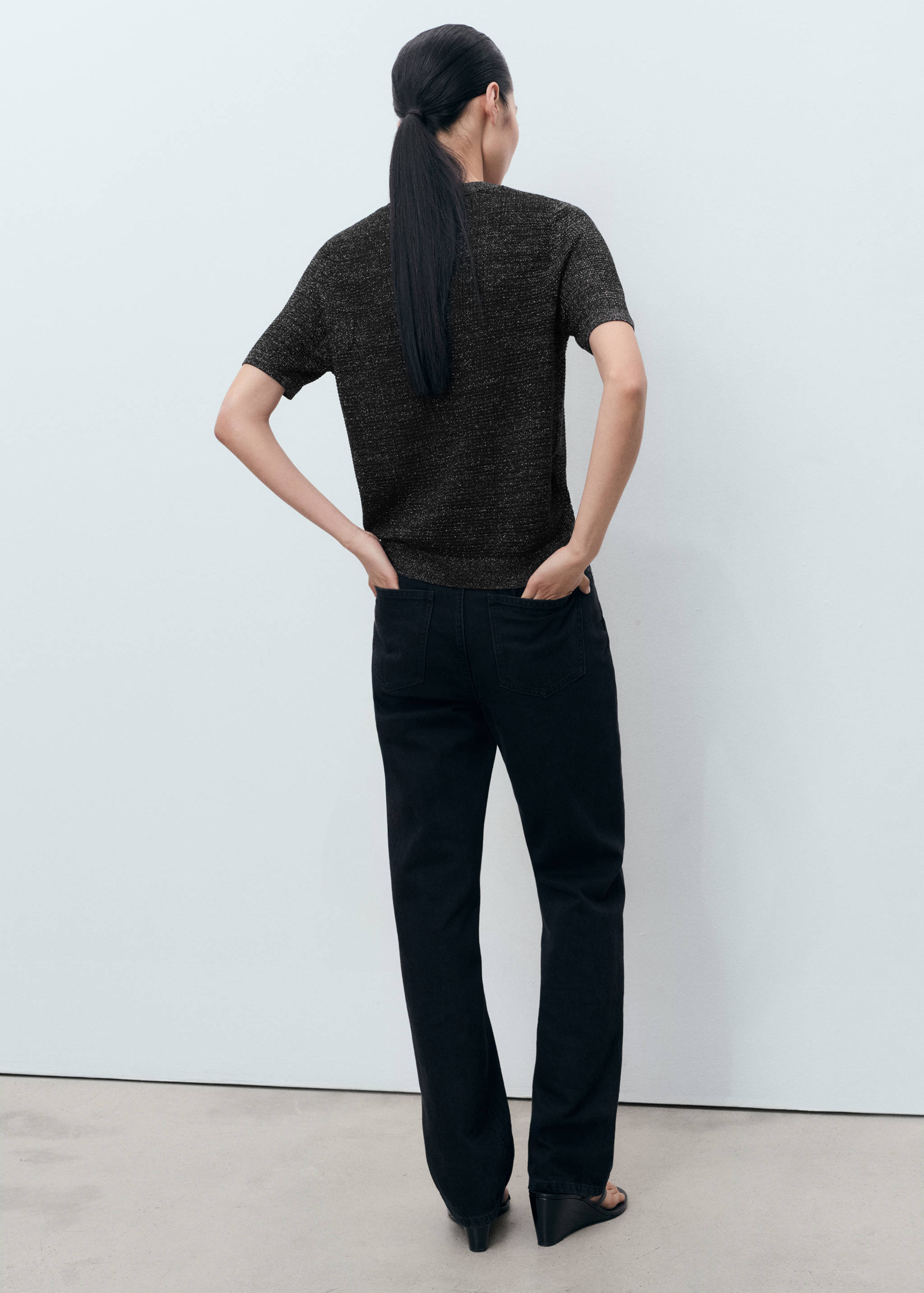 Short-sleeved lurex sweater - Reverse of the article