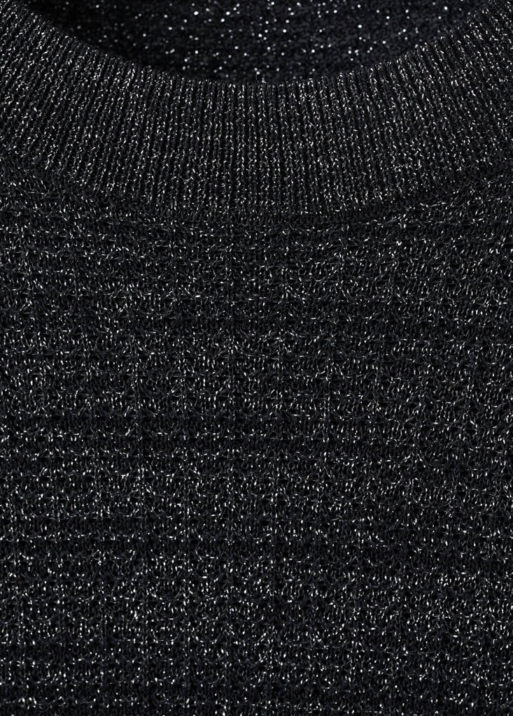 Short-sleeved lurex sweater — Black