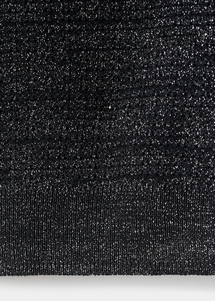 Short-sleeved lurex sweater — Black