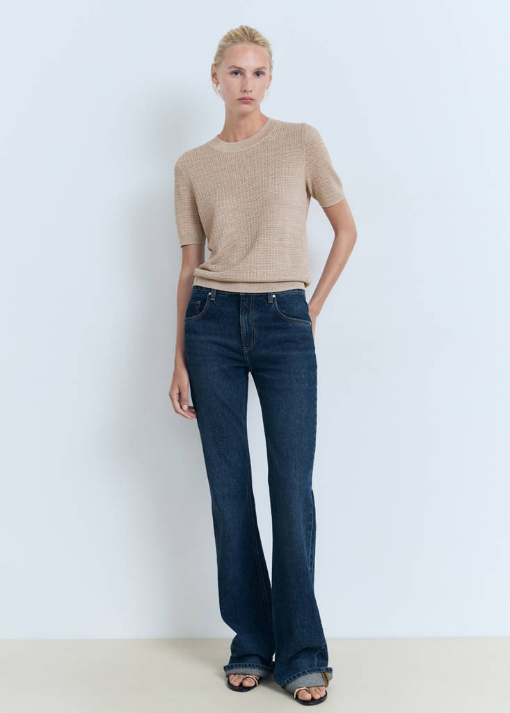 Short-sleeved lurex sweater — Silver