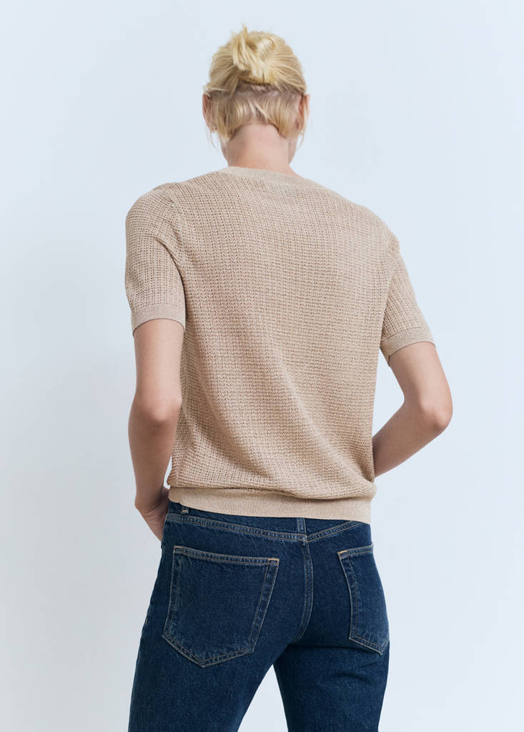 Short-sleeved lurex sweater — Silver
