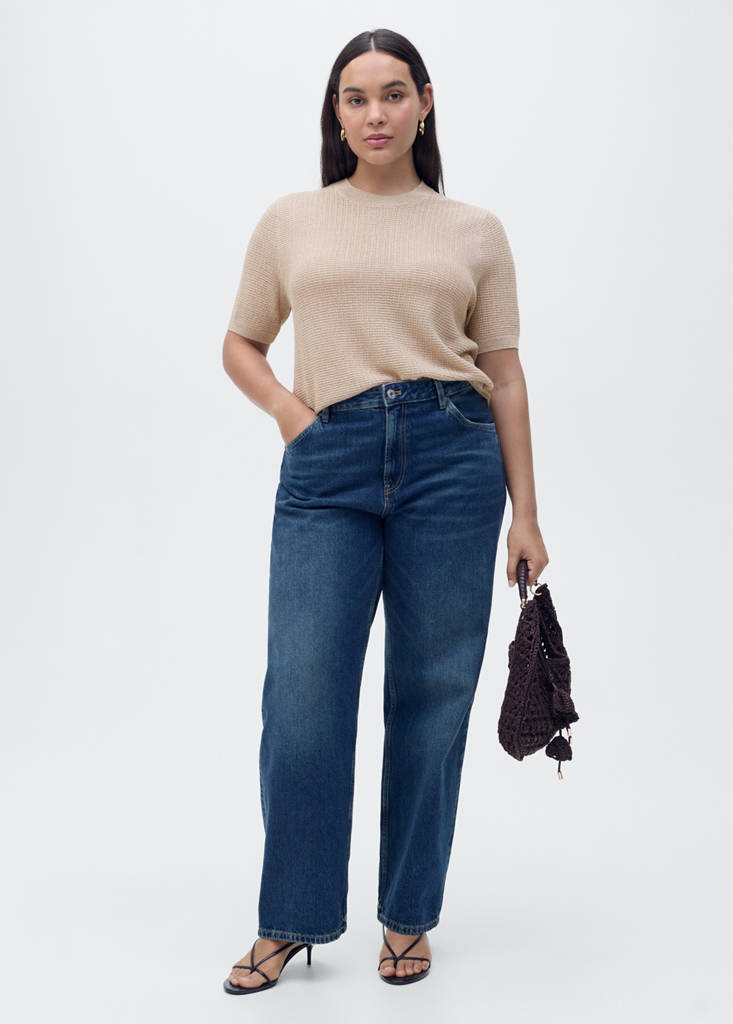 Short-sleeved lurex sweater — Silver