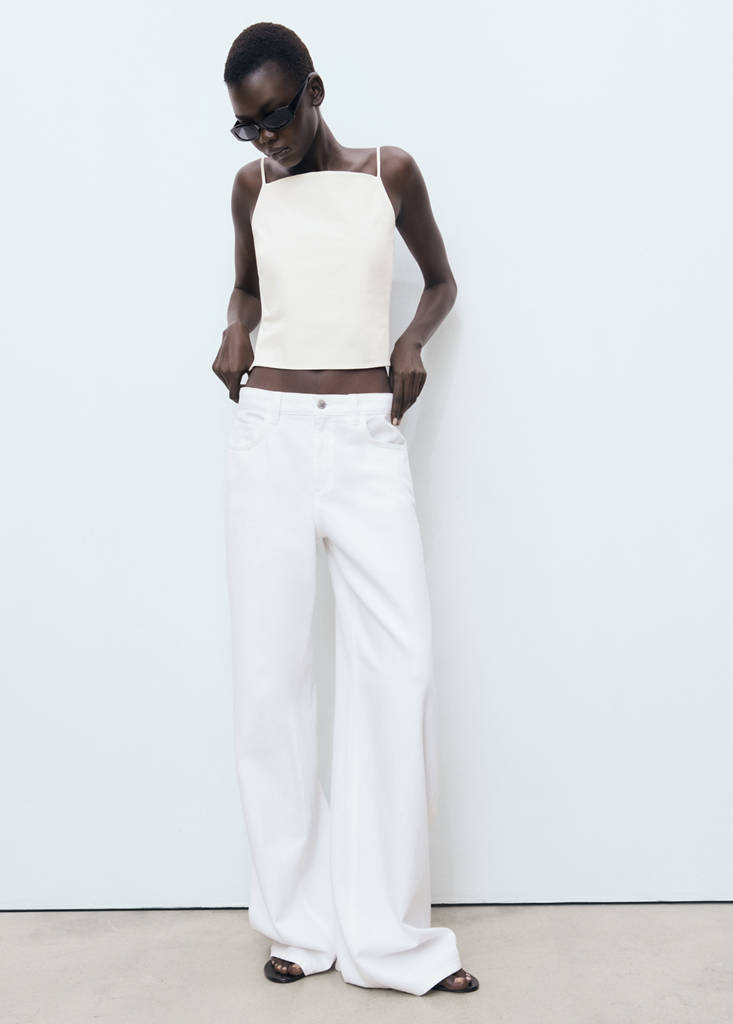 Low-rise wideleg jeans — White