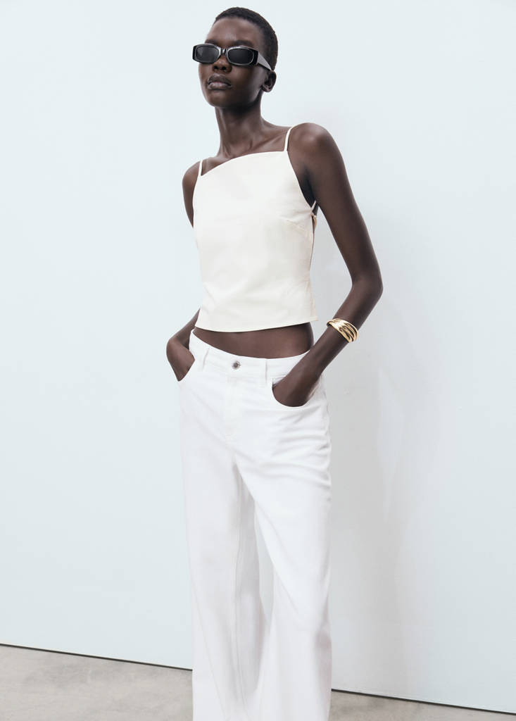 Low-rise wideleg jeans — White