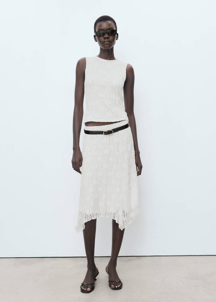 Lace strap T-shirt — White