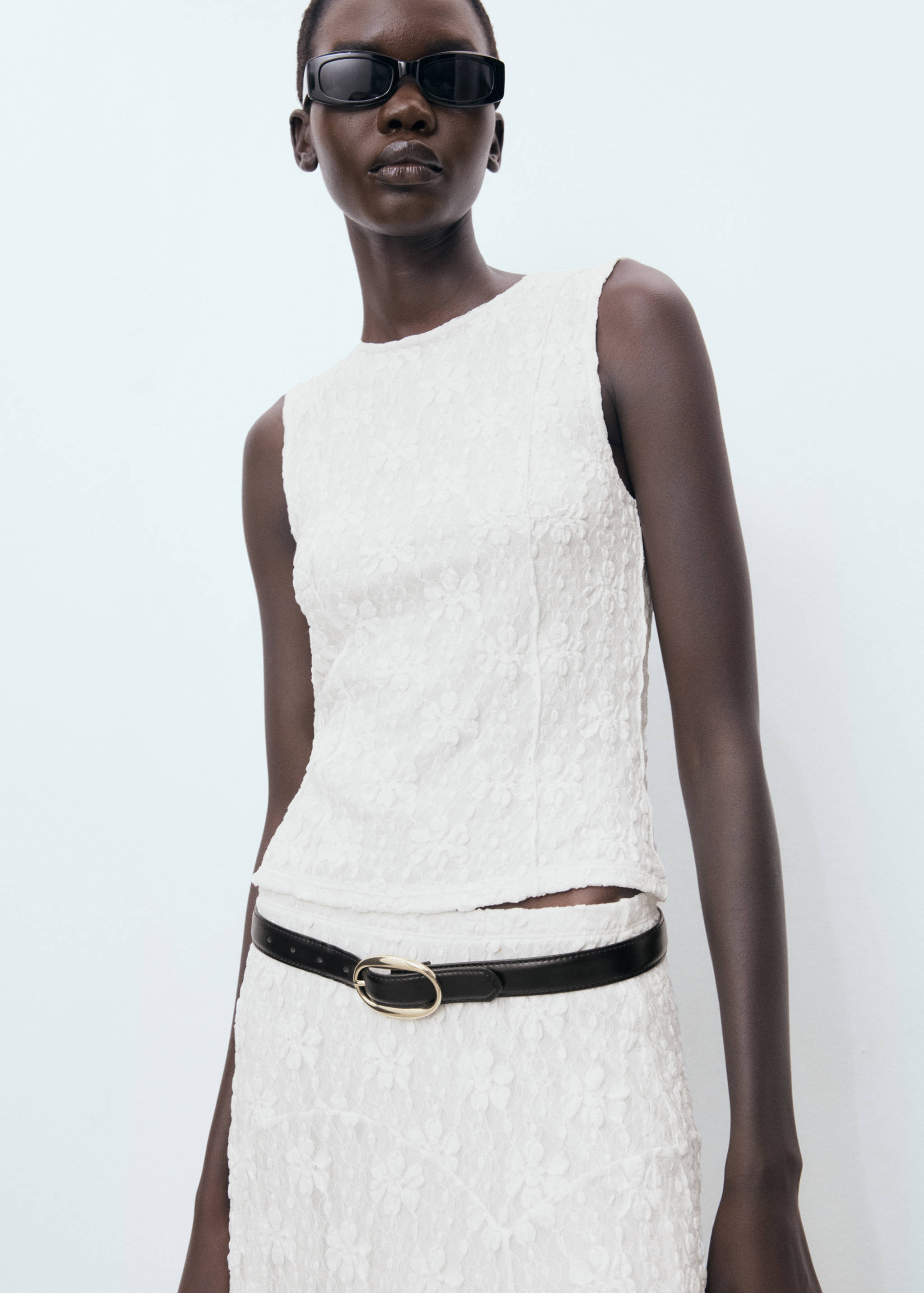 Lace strap T-shirt - Medium plane