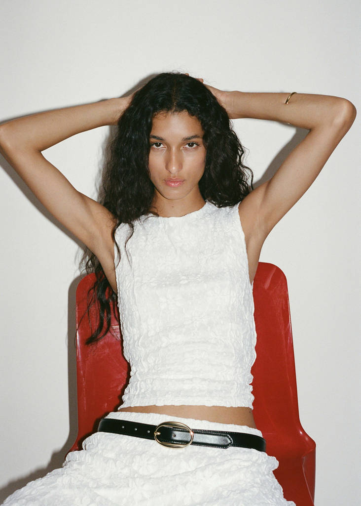 Lace strap T-shirt — White