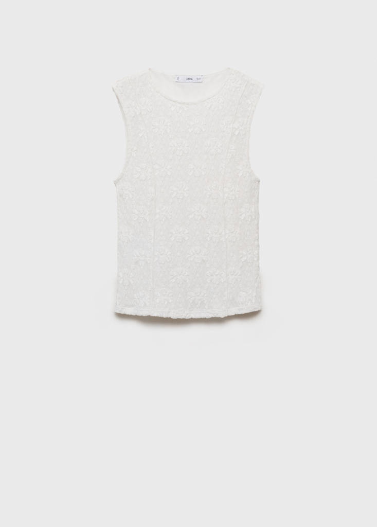 Lace strap T-shirt — White