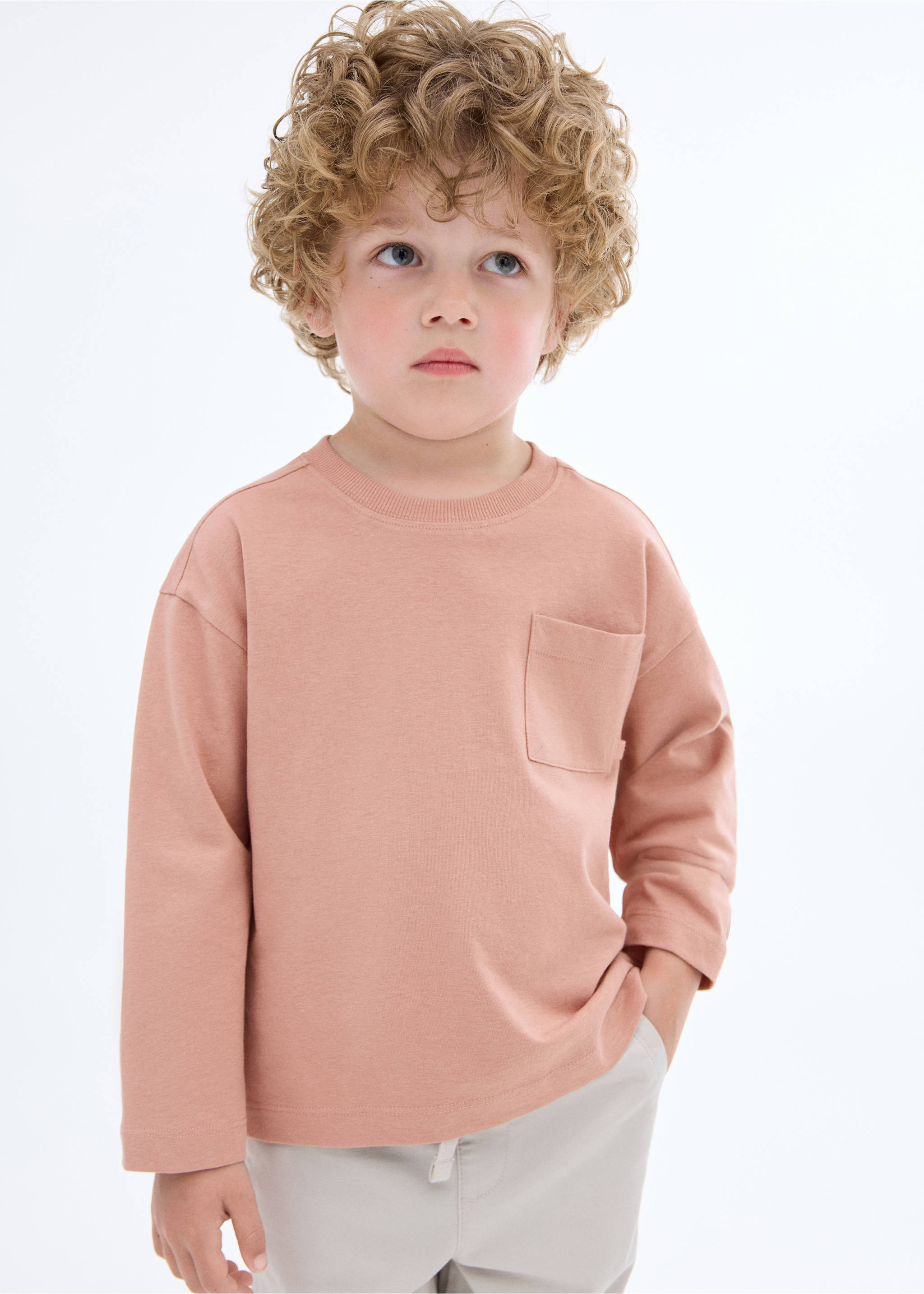 Ficka Bomull t-shirt - Bild av mittparti, Blek rosa. Ref: 17042909-00.