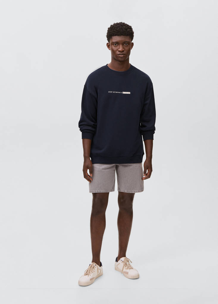 Printed cotton sweatshirt — Navy
