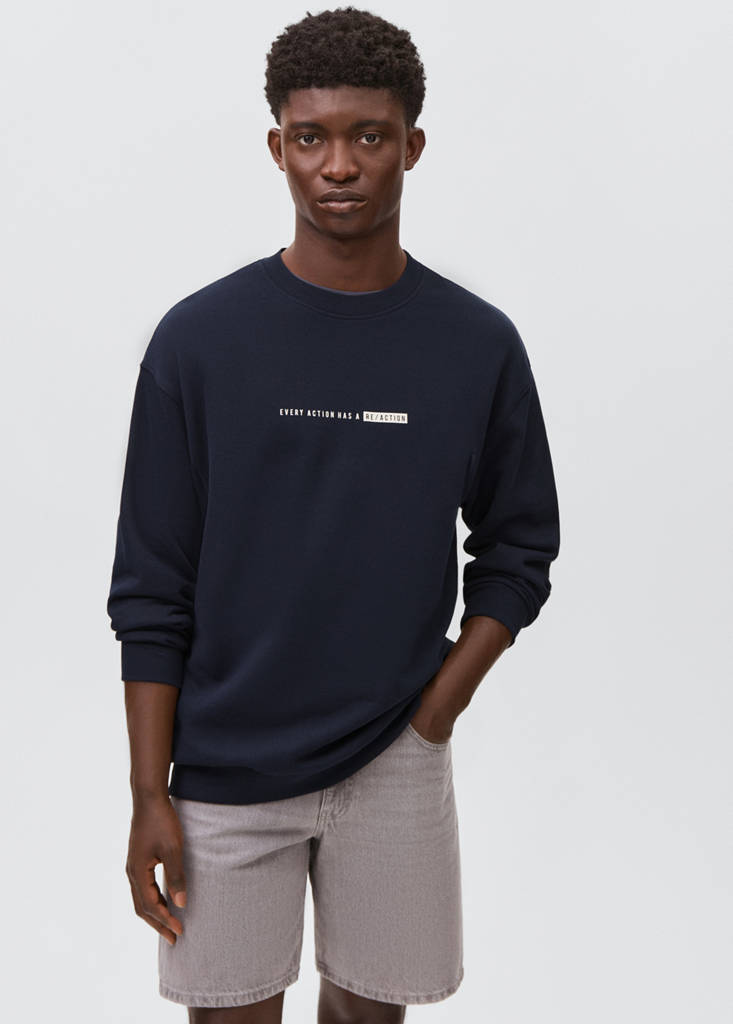Printed cotton sweatshirt — Navy