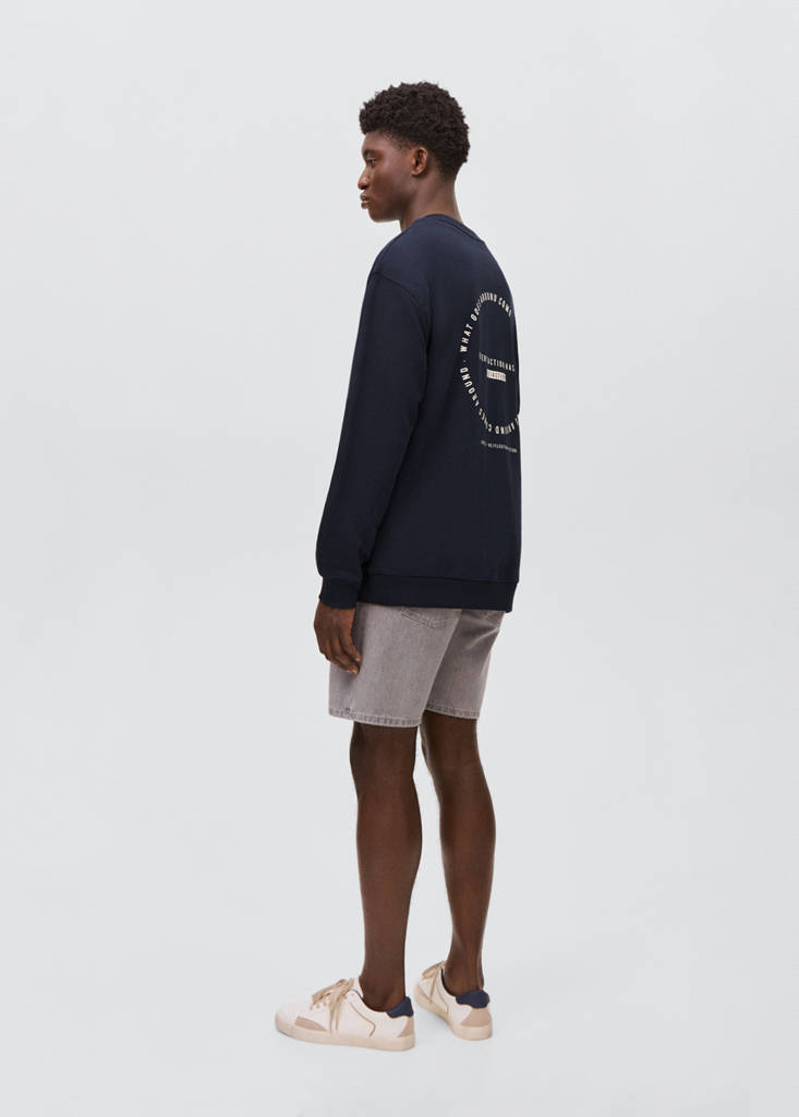 Printed cotton sweatshirt — Navy