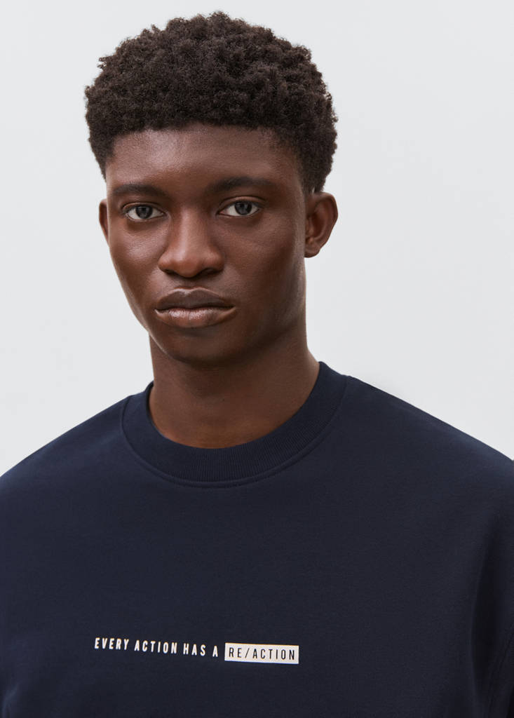 Printed cotton sweatshirt — Navy