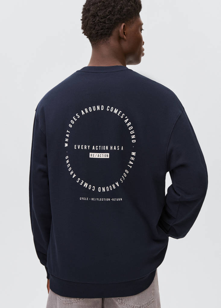 Printed cotton sweatshirt — Navy
