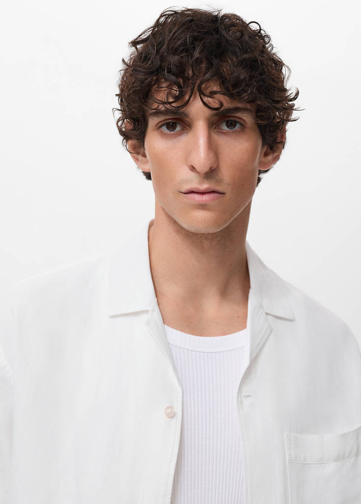 Regular-fit linen blend shirt — Off White