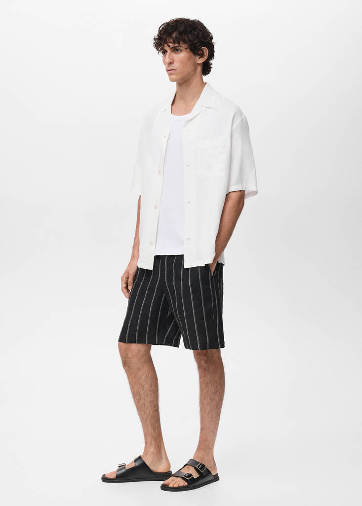 Regular-fit linen blend shirt — Off White