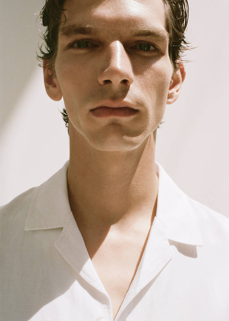 Regular-fit linen blend shirt — Off White