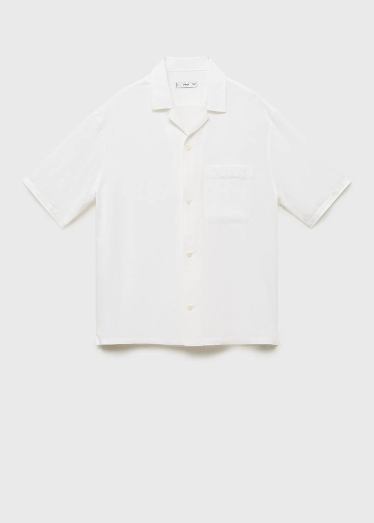 Regular-fit linen blend shirt — Off White