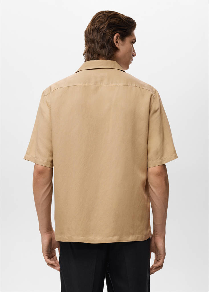 Regular-fit linen blend shirt — Beige