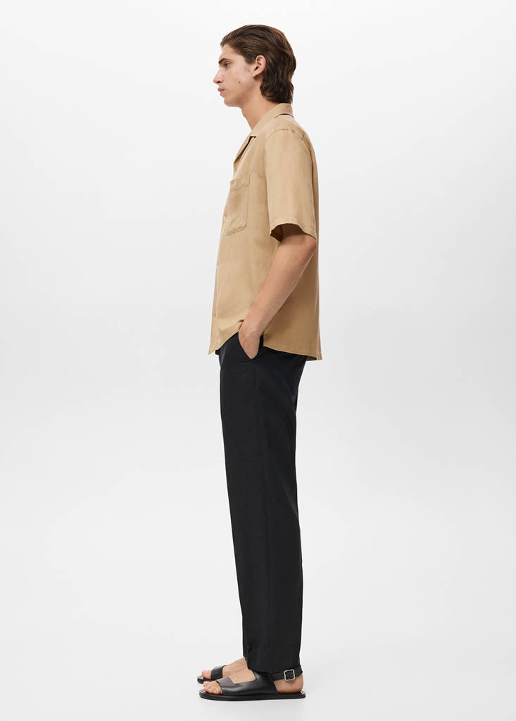 Regular-fit linen blend shirt — Beige