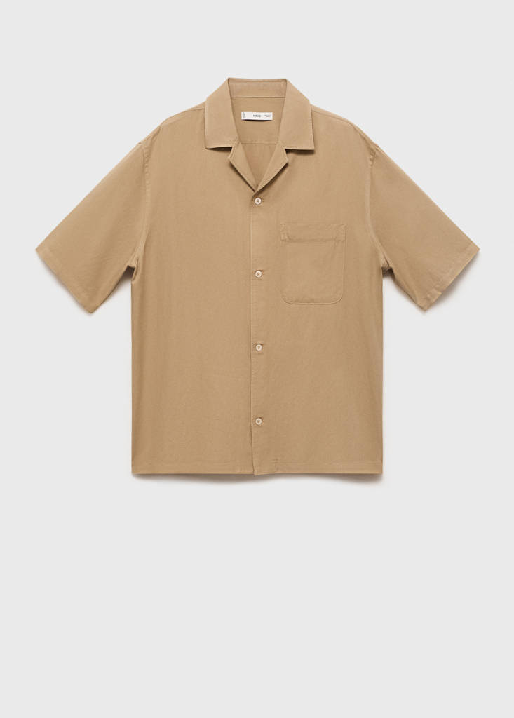 Regular-fit linen blend shirt — Beige